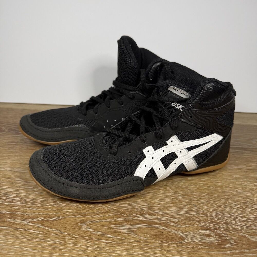 ASICS Matflex 7 Wrestling Shoes Men 6.5 Black White Athletic Training High Top